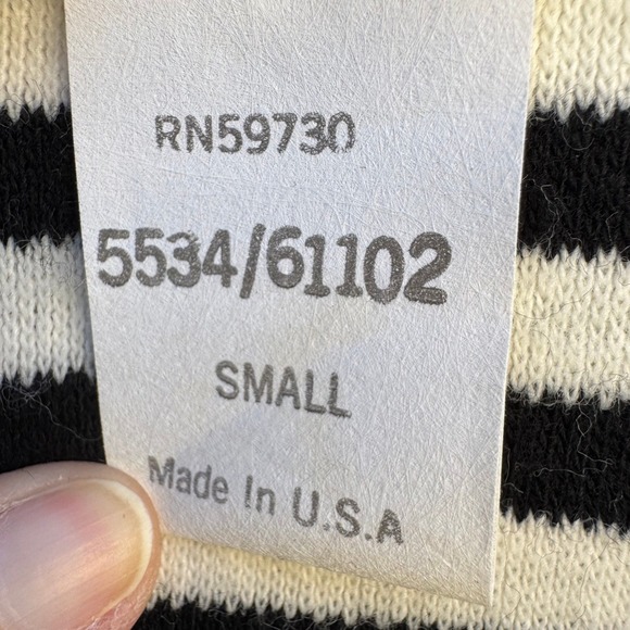 1045 Park Vintage Striped Henley Sweater Black White Batwing Sleeve USA Small - Picture 7 of 10
